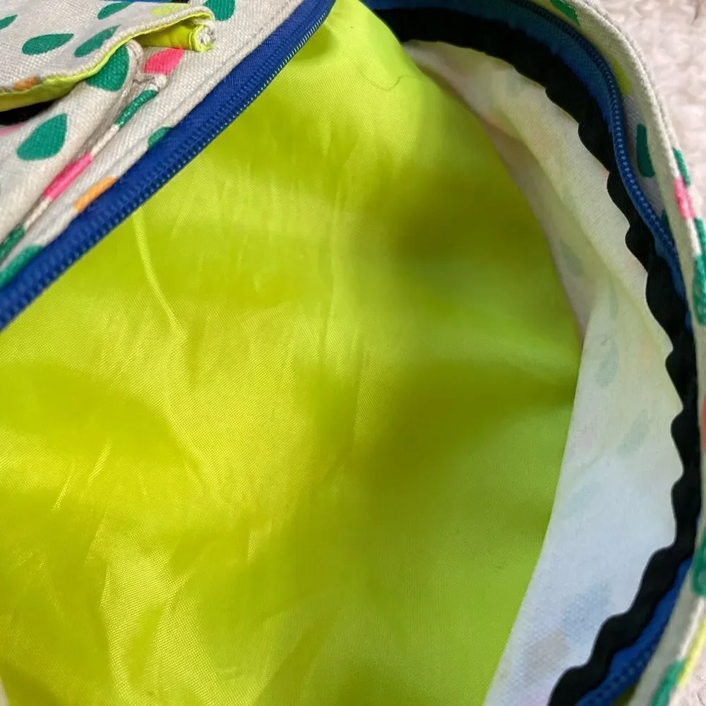 KAVU Rope Sling Backpack Canvas Beige Retro Muted Rainbow Raindrops